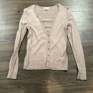 New York & Company Small Beige Tan Button Up Cardigan Sweater